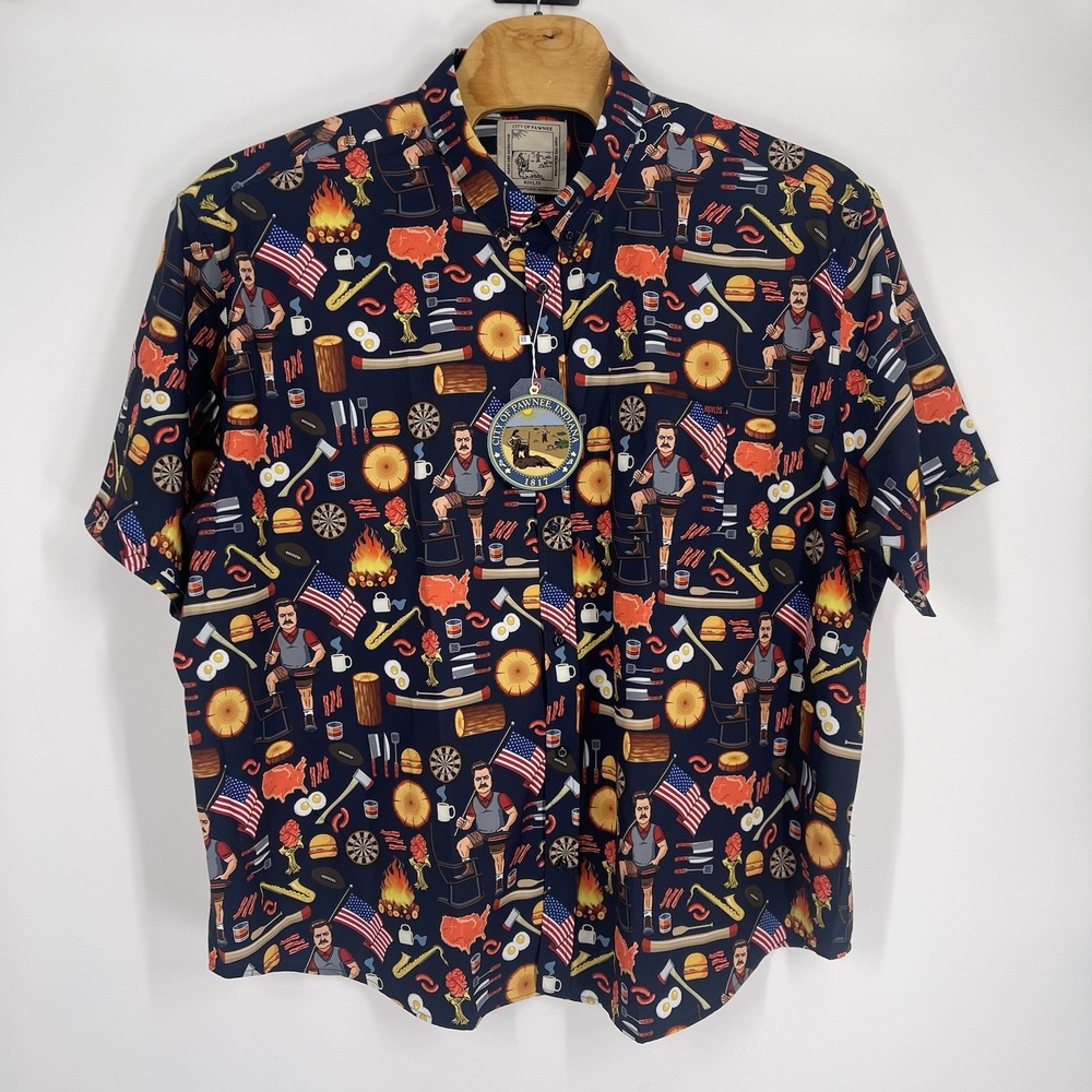 RSVLTS Ron Swanson Shirt of Greatness Mens City of Pawnee Parks & Rec Kunuflex‎
